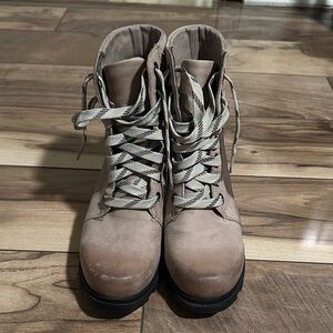 Sorel Beige Lace-Up Boots